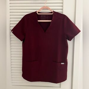 Figs Casma Scrub Top - burgundy, small